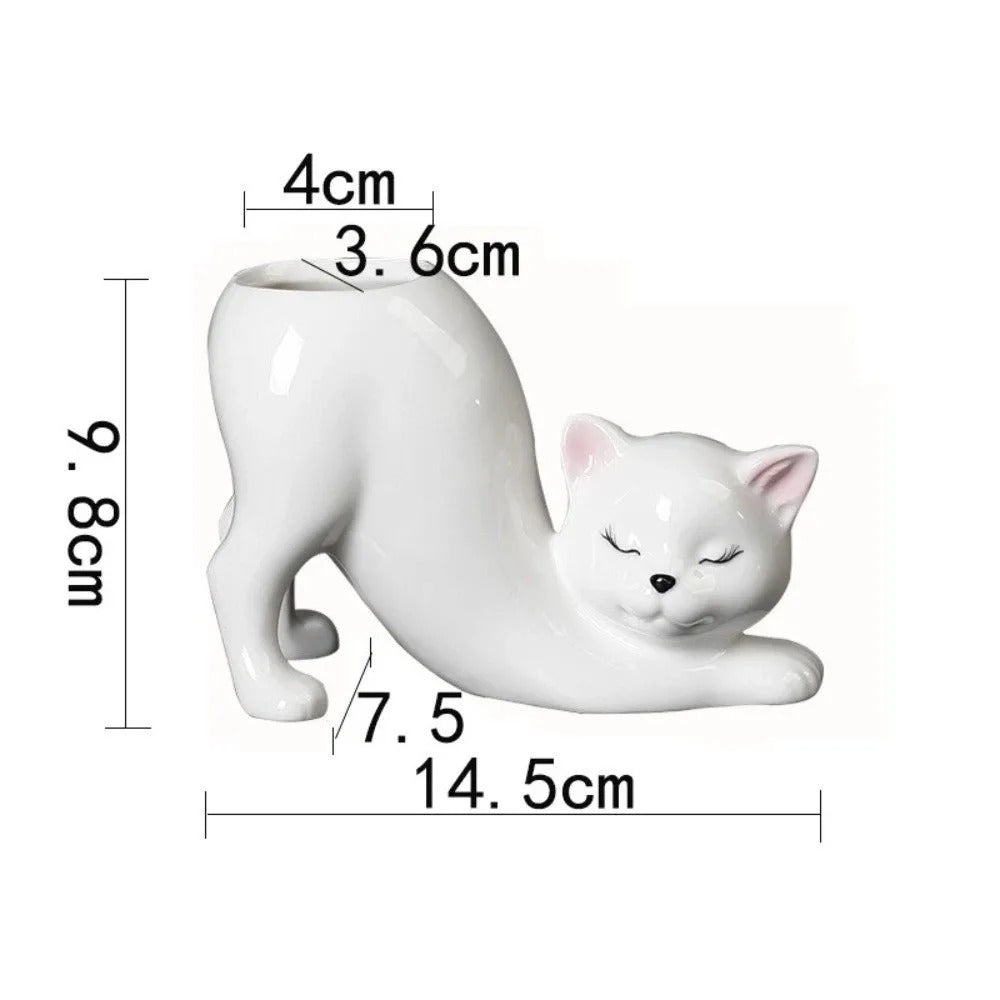 Cat Tail Ceramic Planter