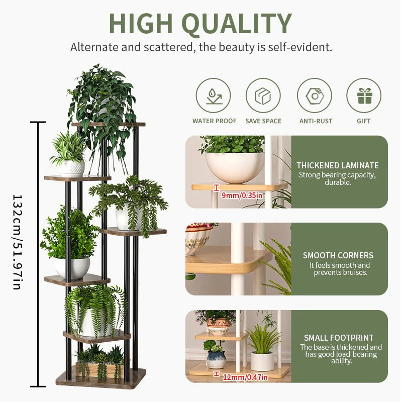 Multi-Tier Wooden Plant Stand