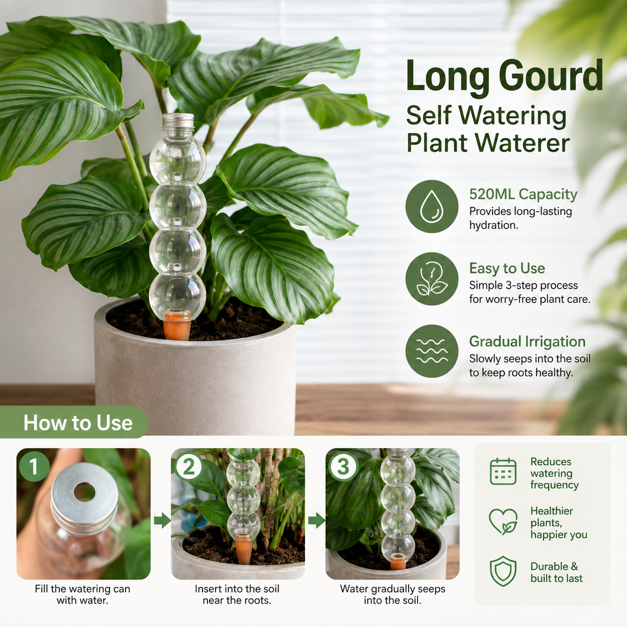 RootFlow™ Plant Self-Watering Spike Bottle