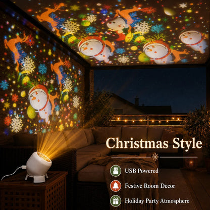 360° Rotating Star Projector Night Light – Snowflake, Christmas & Ocean