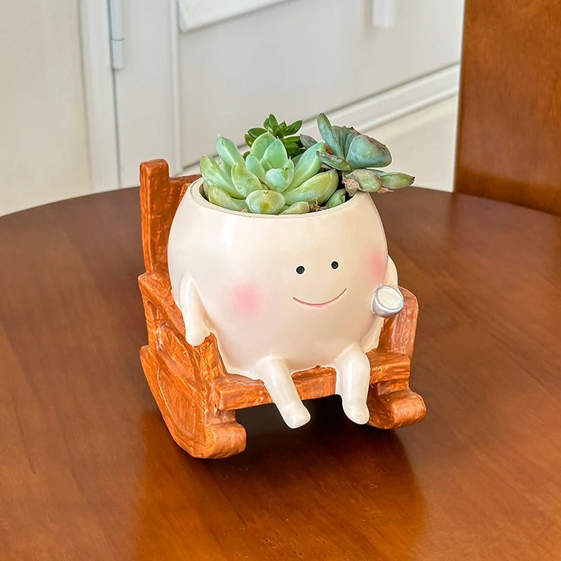 Rocking Chair Smiley Planter