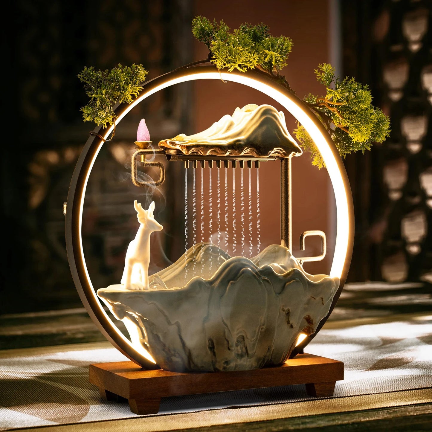 Indoor Waterfall Fountain with LED Lights & Mist Maker
