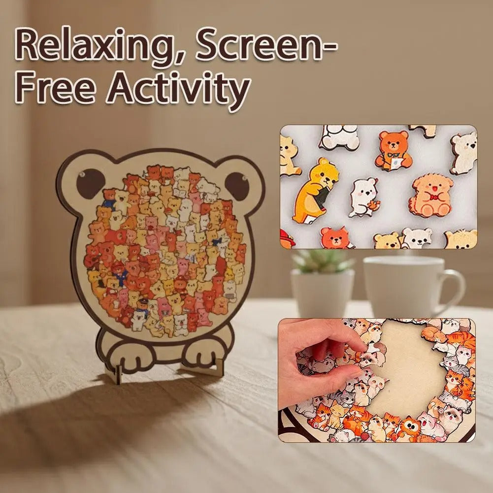 Cat-Shaped Wooden Jigsaw Puzzle