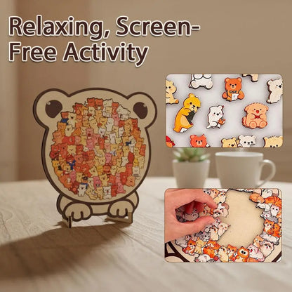 Cat-Shaped Wooden Jigsaw Puzzle