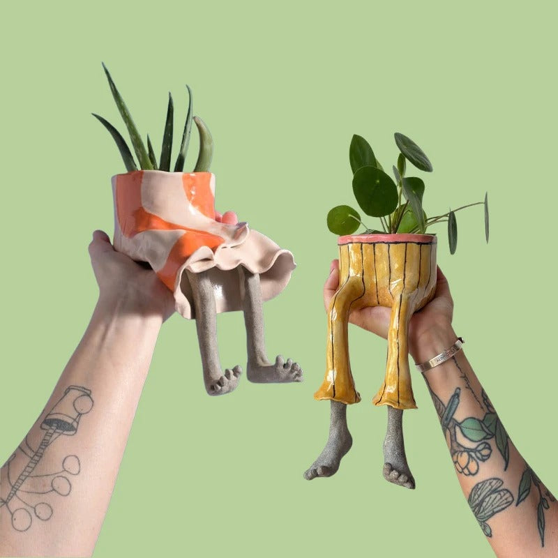 Funny Dangling Legs Ceramic Planter
