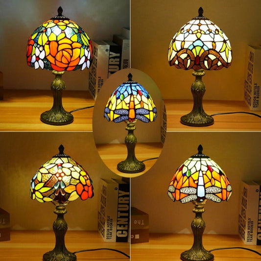 Grape Rose Glass Bedside Table Lamp – Ornament, Night Light & Atmosphere Light