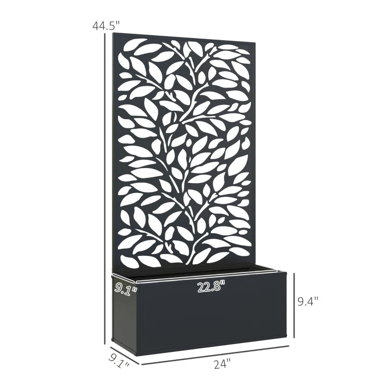 Metal Raised Garden Bed with Decorative Trellis Privacy Panel – Wall-Mounted or Freestanding Planter for Climbing Plants