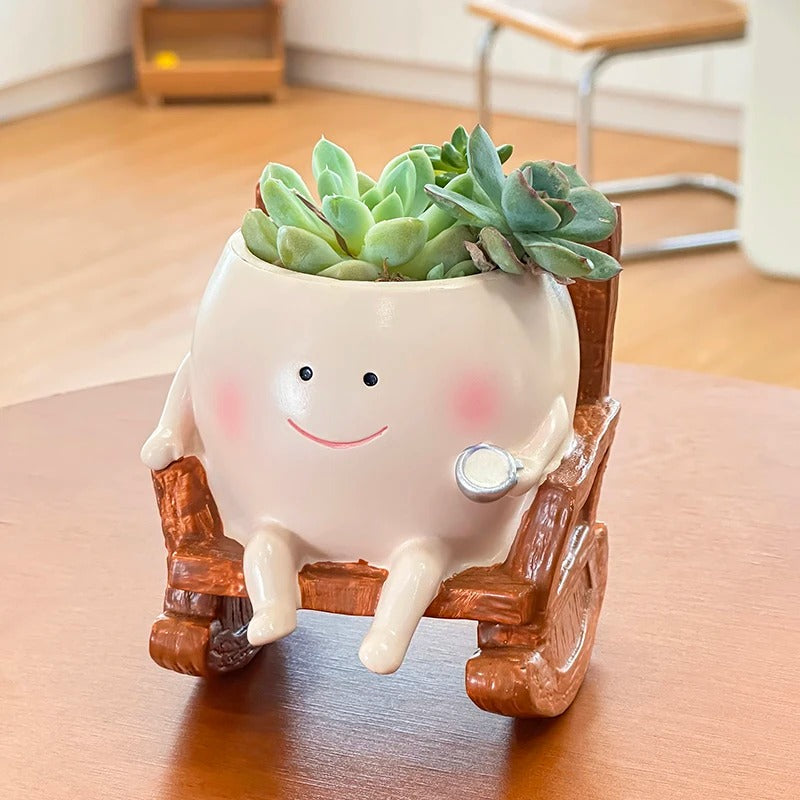 Rocking Chair Smiley Planter