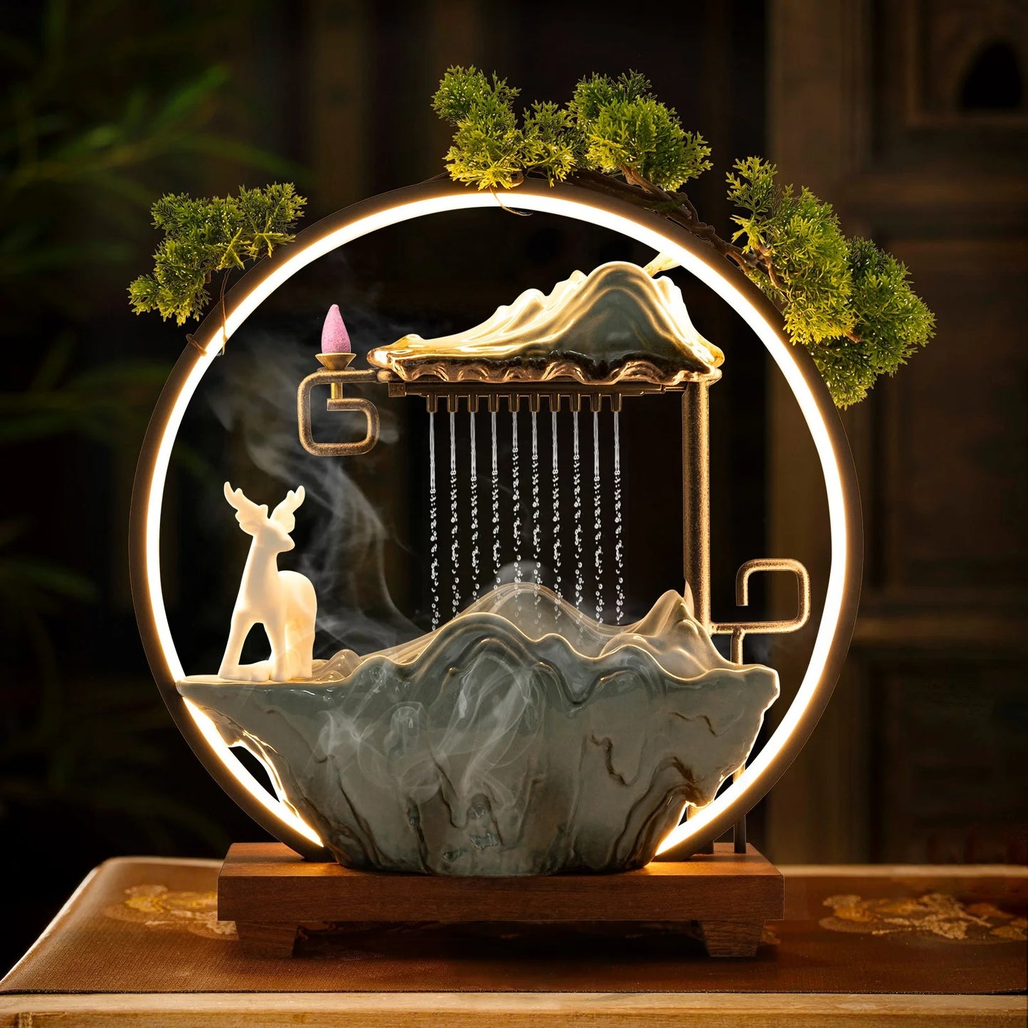 Indoor Waterfall Fountain with LED Lights & Mist Maker
