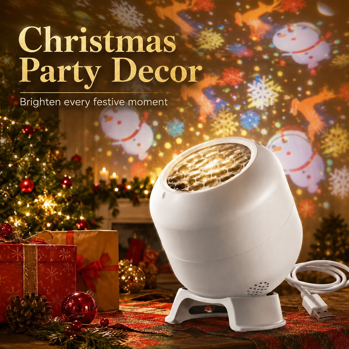 360° Rotating Star Projector Night Light – Snowflake, Christmas & Ocean