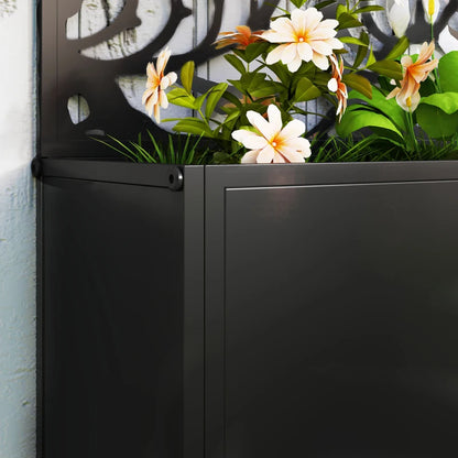 Metal Raised Garden Bed with Decorative Trellis Privacy Panel – Wall-Mounted or Freestanding Planter for Climbing Plants
