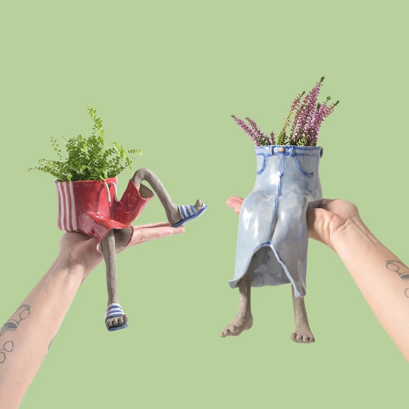 Funny Dangling Legs Ceramic Planter