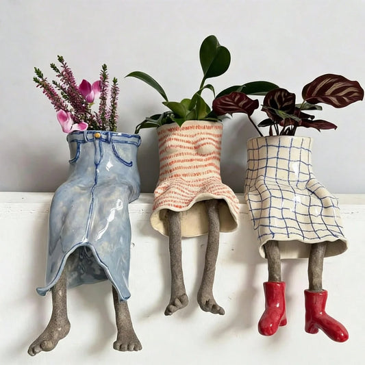 Funny Dangling Legs Ceramic Planter