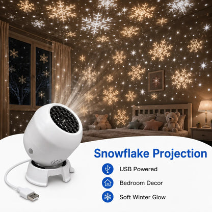 360° Rotating Star Projector Night Light – Snowflake, Christmas & Ocean