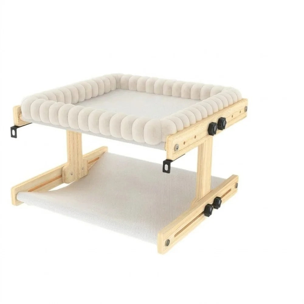 Adjustable Cat Window Perch – Wooden Frame with Detachable Hammock Cushion