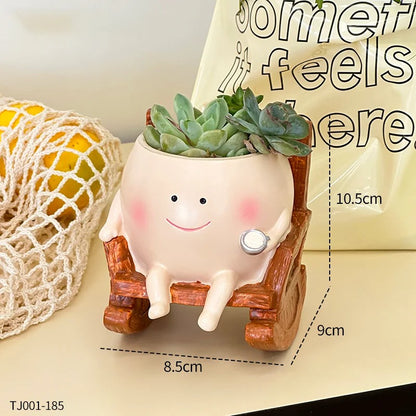 Rocking Chair Smiley Planter