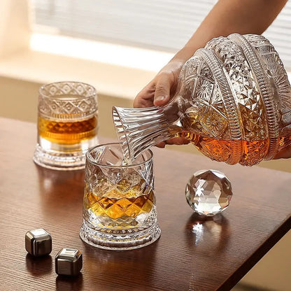 360° Rotating Crystal Whiskey Glass