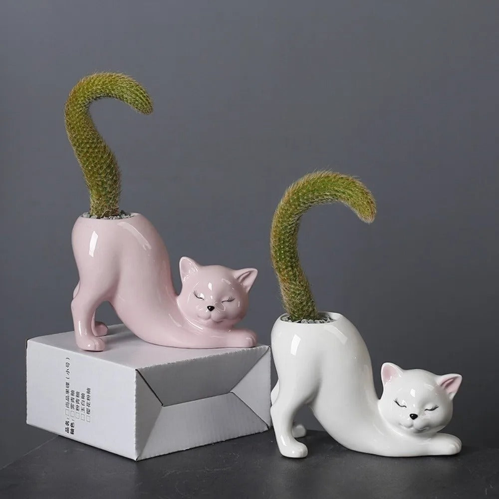 Cat Tail Ceramic Planter