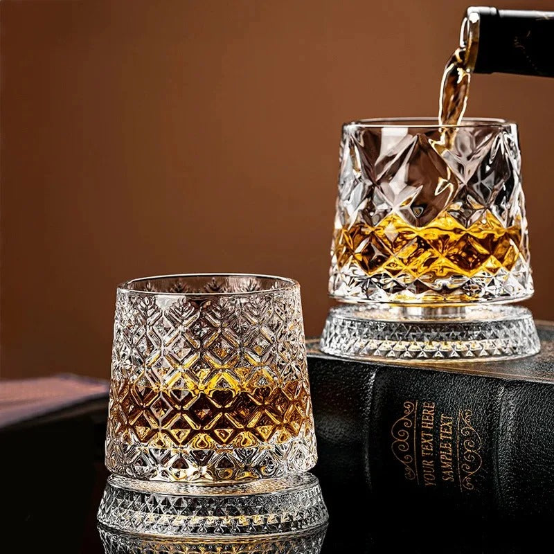 360° Rotating Crystal Whiskey Glass