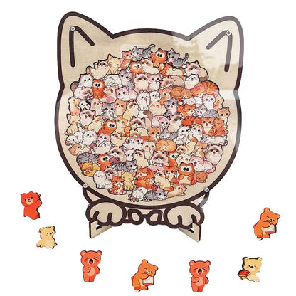 Cat-Shaped Wooden Jigsaw Puzzle