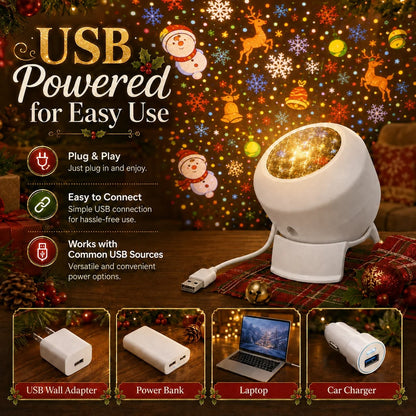360° Rotating Star Projector Night Light – Snowflake, Christmas & Ocean
