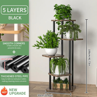 Multi-Tier Wooden Plant Stand