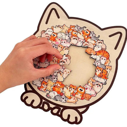 Cat-Shaped Wooden Jigsaw Puzzle