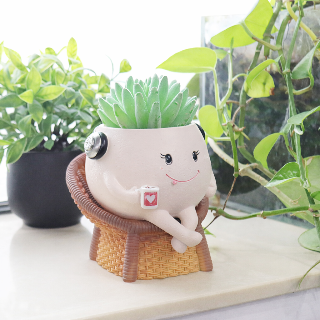 Cute Wicker Chair Planter Pot