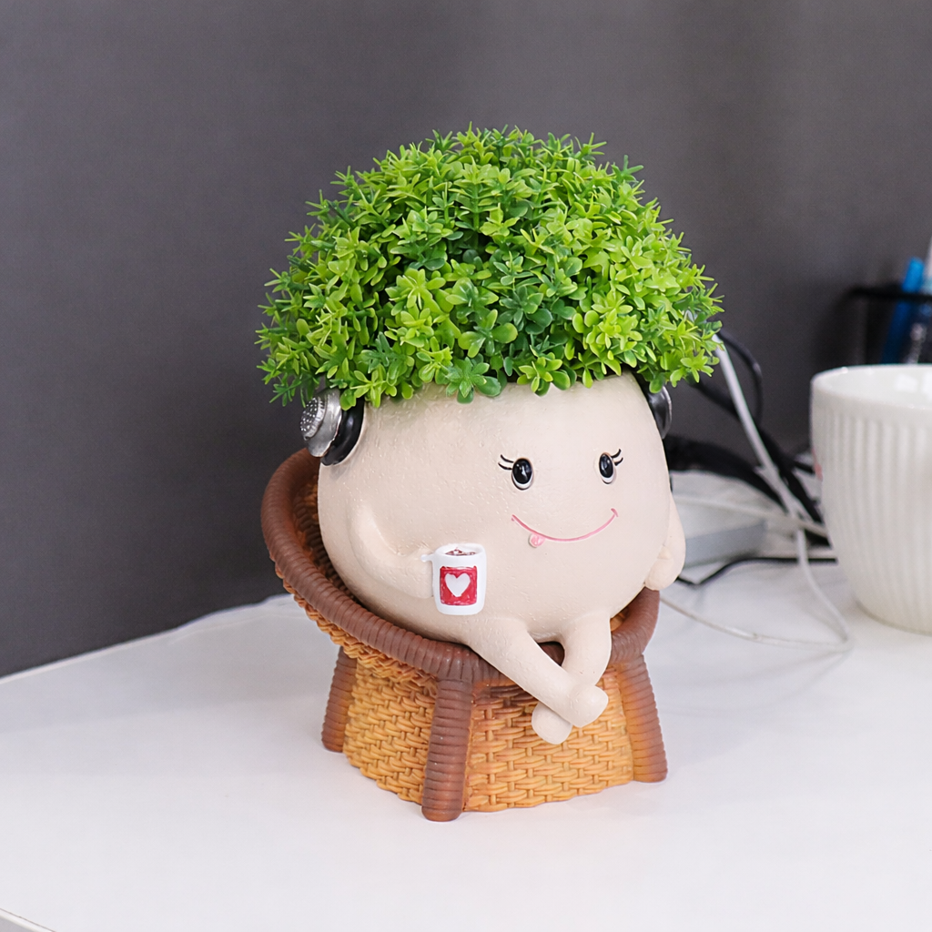 Cute Wicker Chair Planter Pot