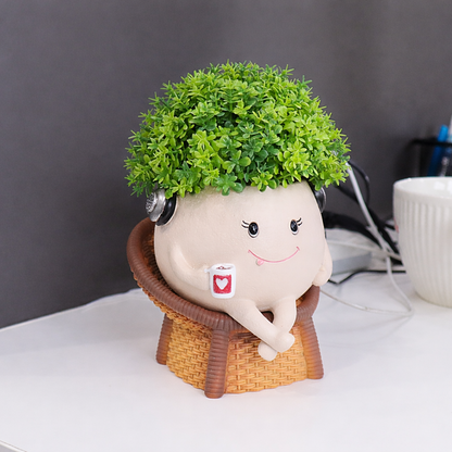 Cute Wicker Chair Planter Pot
