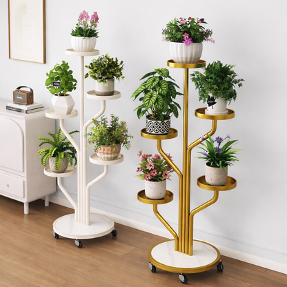 Elegant & Versatile 5-Tier Metal Plant Stand with Lockable Wheels