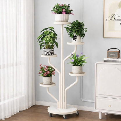 Elegant & Versatile 5-Tier Metal Plant Stand with Lockable Wheels