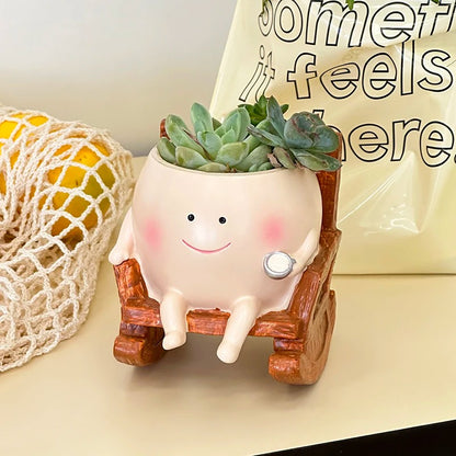 Rocking Chair Smiley Planter