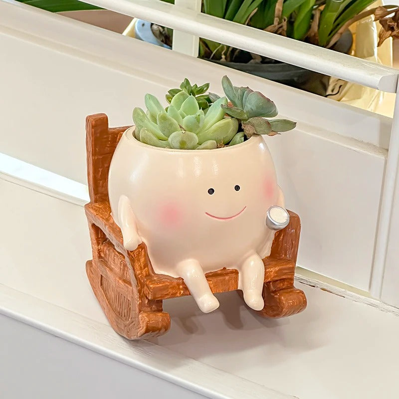 Rocking Chair Smiley Planter