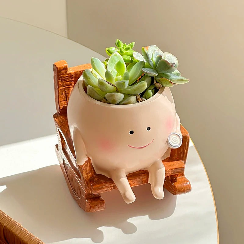 Rocking Chair Smiley Planter