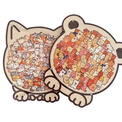 Cat-Shaped Wooden Jigsaw Puzzle