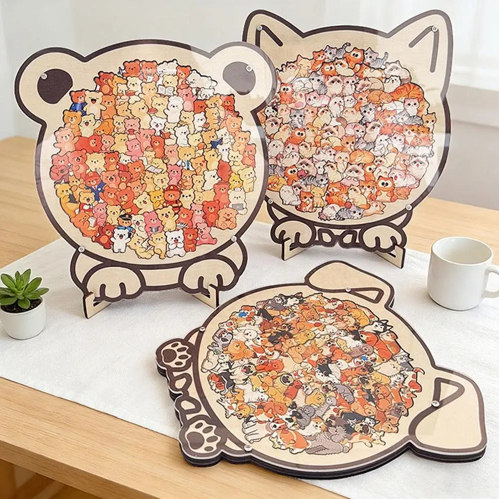 Cat-Shaped Wooden Jigsaw Puzzle