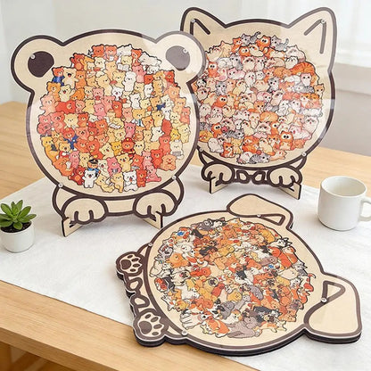 Cat-Shaped Wooden Jigsaw Puzzle