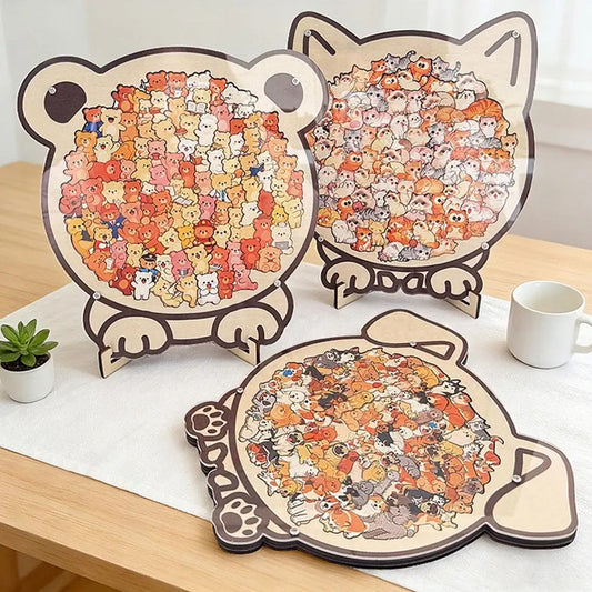 Cat-Shaped Wooden Jigsaw Puzzle