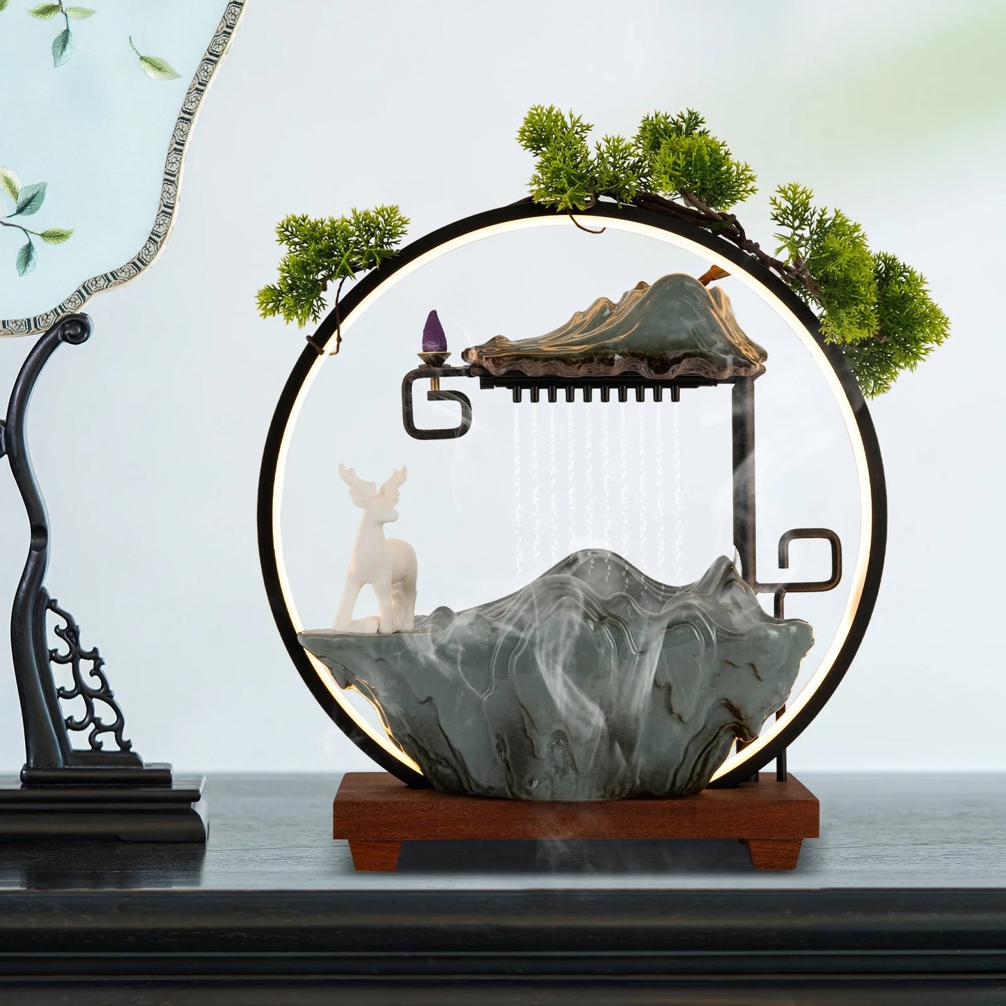 Indoor Waterfall Fountain with LED Lights & Mist Maker