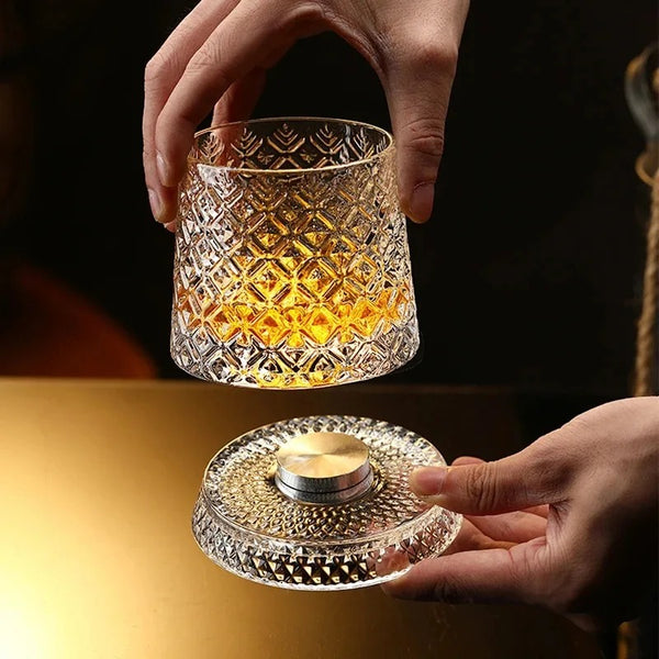 360° Rotating Crystal Whiskey Glass