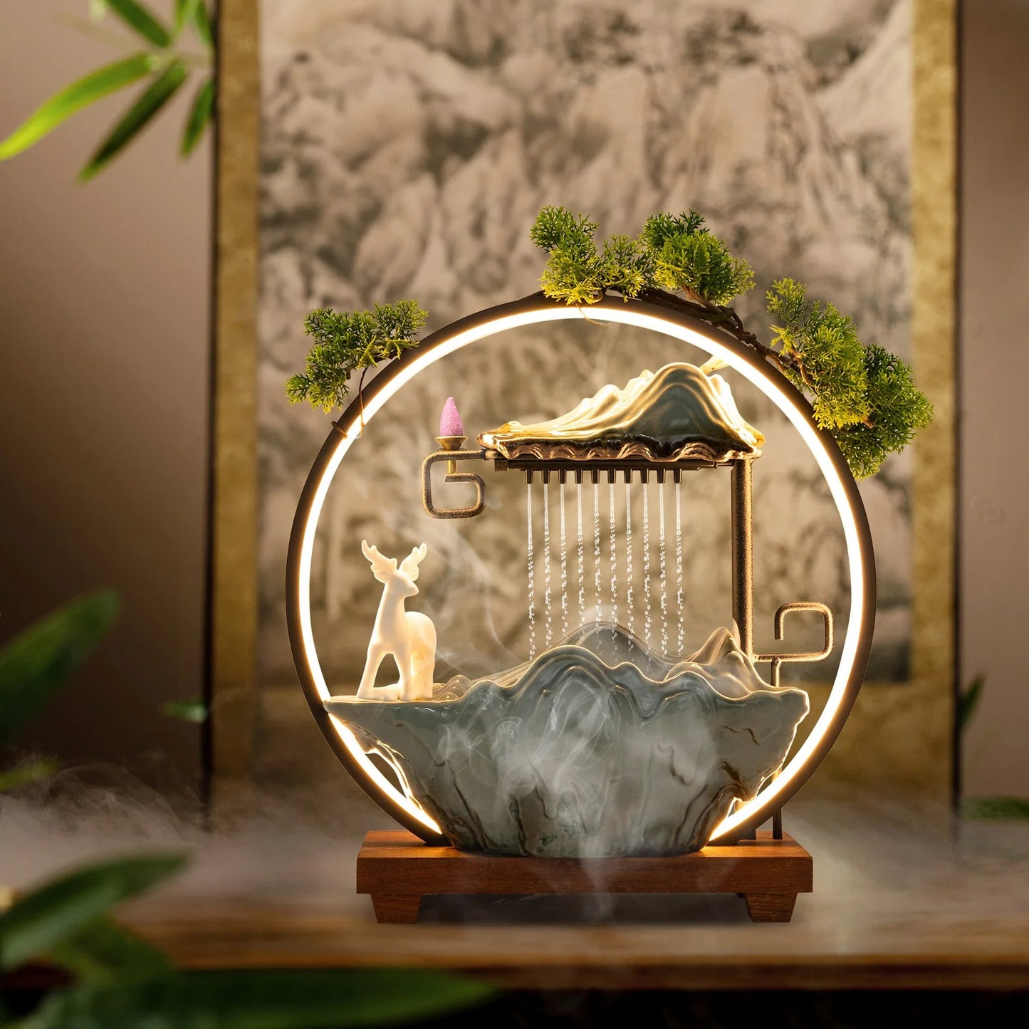 Indoor Waterfall Fountain with LED Lights & Mist Maker