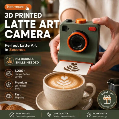 3D Printed Latte Art Camera with Replaceable Stencil Cards