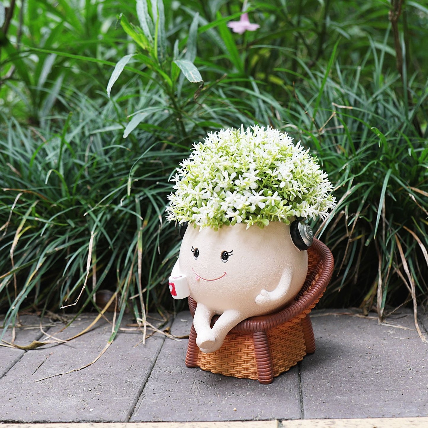 Cute Wicker Chair Planter Pot
