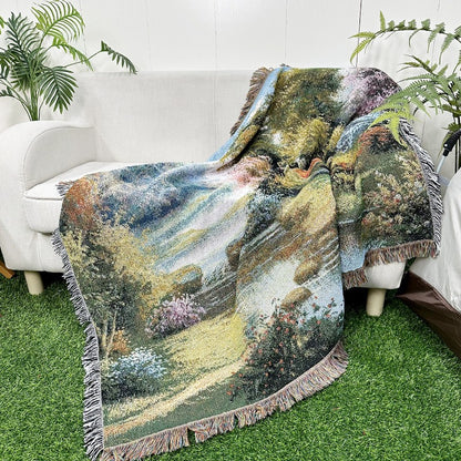 Floral Jacquard Throw Blanket with Tassels