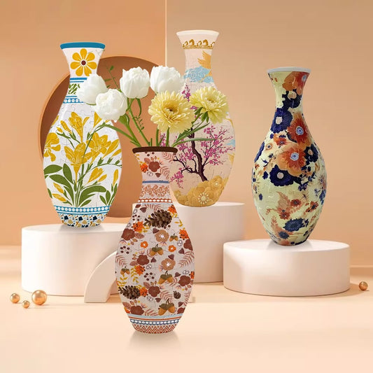 3D Jigsaw Puzzle Vase – Decorative Flower Holder
