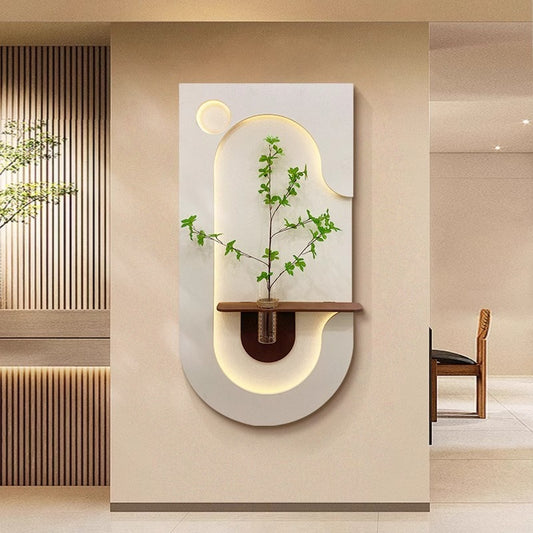 3D Sandstone Wall Art with Integrated Vase & LED Lighting