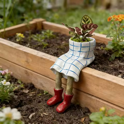 Funny Dangling Legs Ceramic Planter