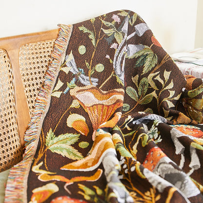 Floral Jacquard Throw Blanket with Tassels