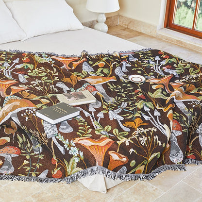 Floral Jacquard Throw Blanket with Tassels